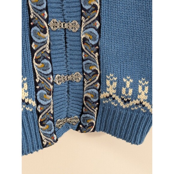 Vtg Devold Fair Isle Blue Sweater Cardigan Norway 100% New Wool Women’s Size M - Picture 7 of 10